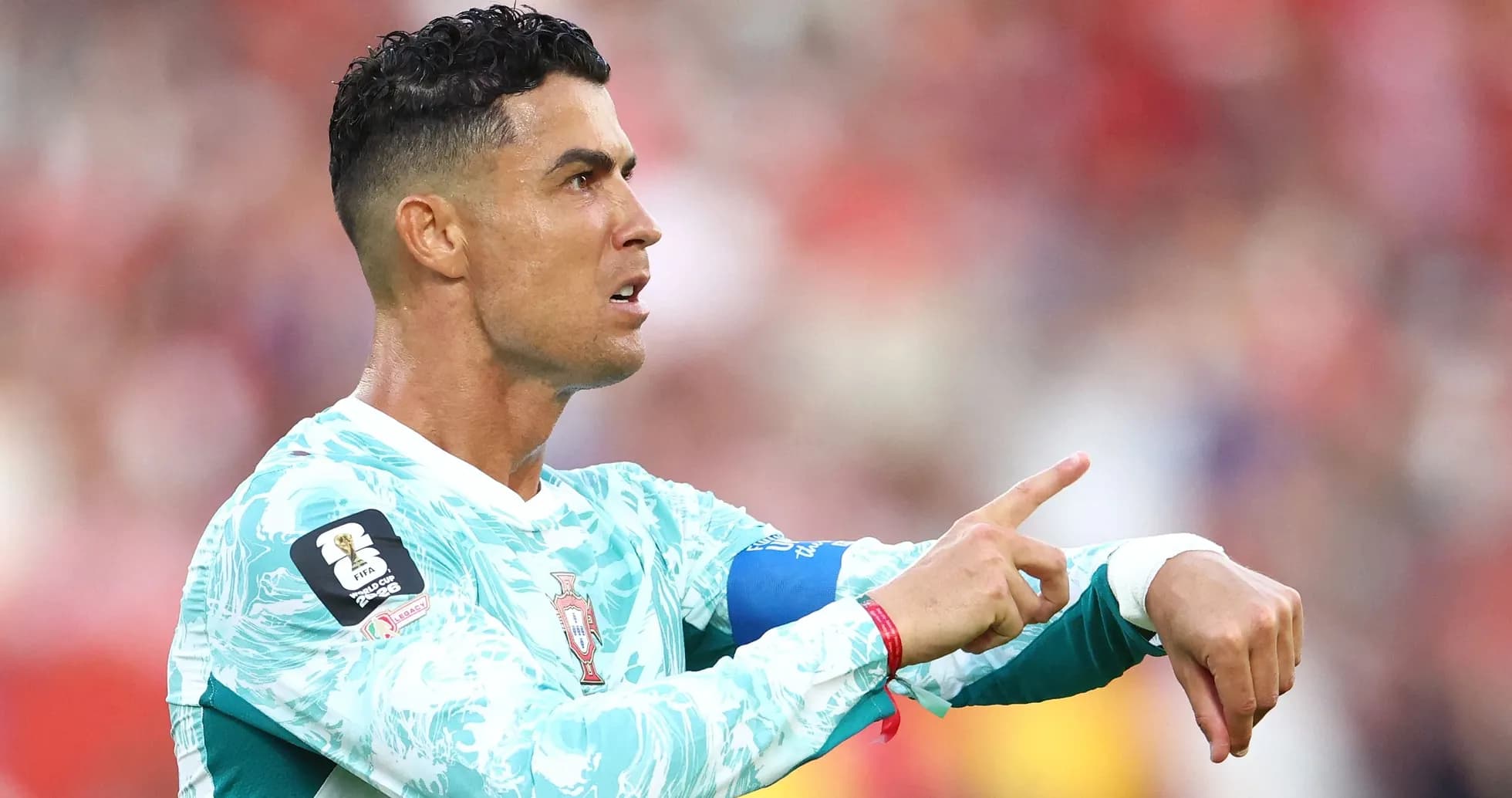 Cristiano Ronaldo gesturing during a match Cristiano Ronaldo gesturing during a match