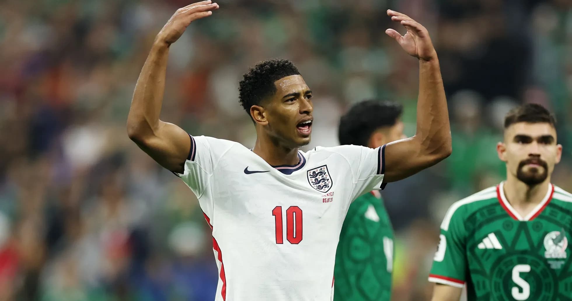 Juda Bellingham gesturing during England vs Mexico match Juda Bellingham gesturing during England vs Mexico match