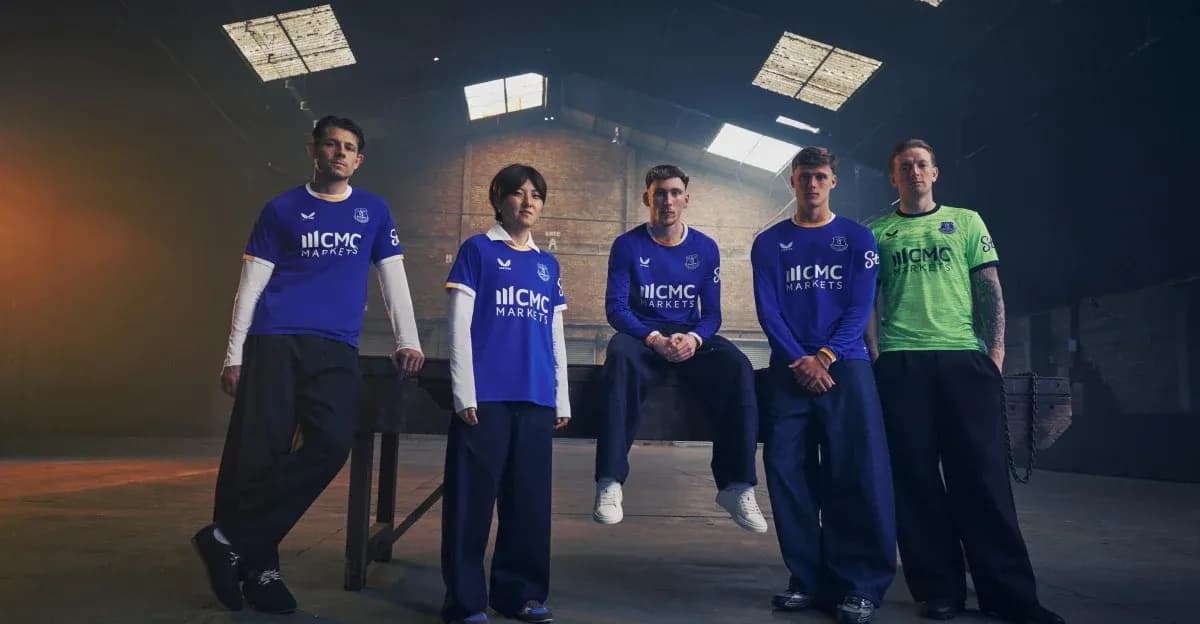 Everton players posing in new team jerseys Everton players posing in new team jerseys