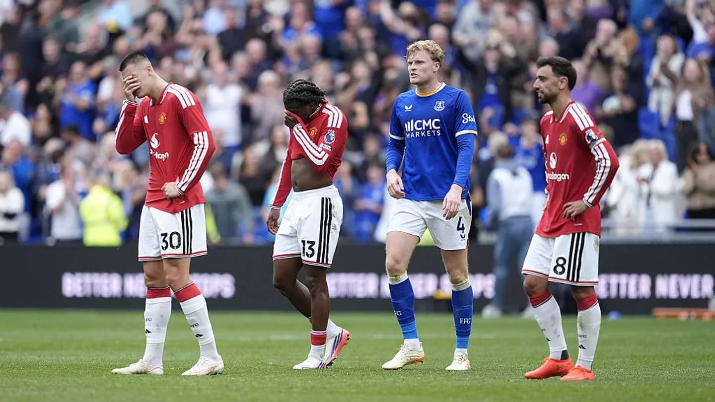 Manchester United players walking off the pitch disappointed Manchester United players walking off the pitch disappointed