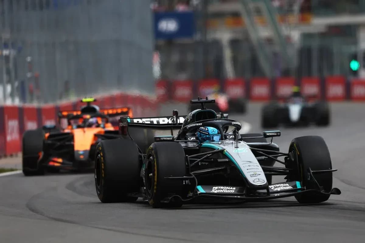 Formula 1 cars racing on street circuit Formula 1 cars racing on street circuit