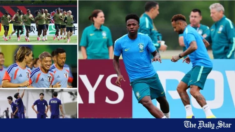 Brazil and Japan teams training before match Brazil and Japan teams training before match