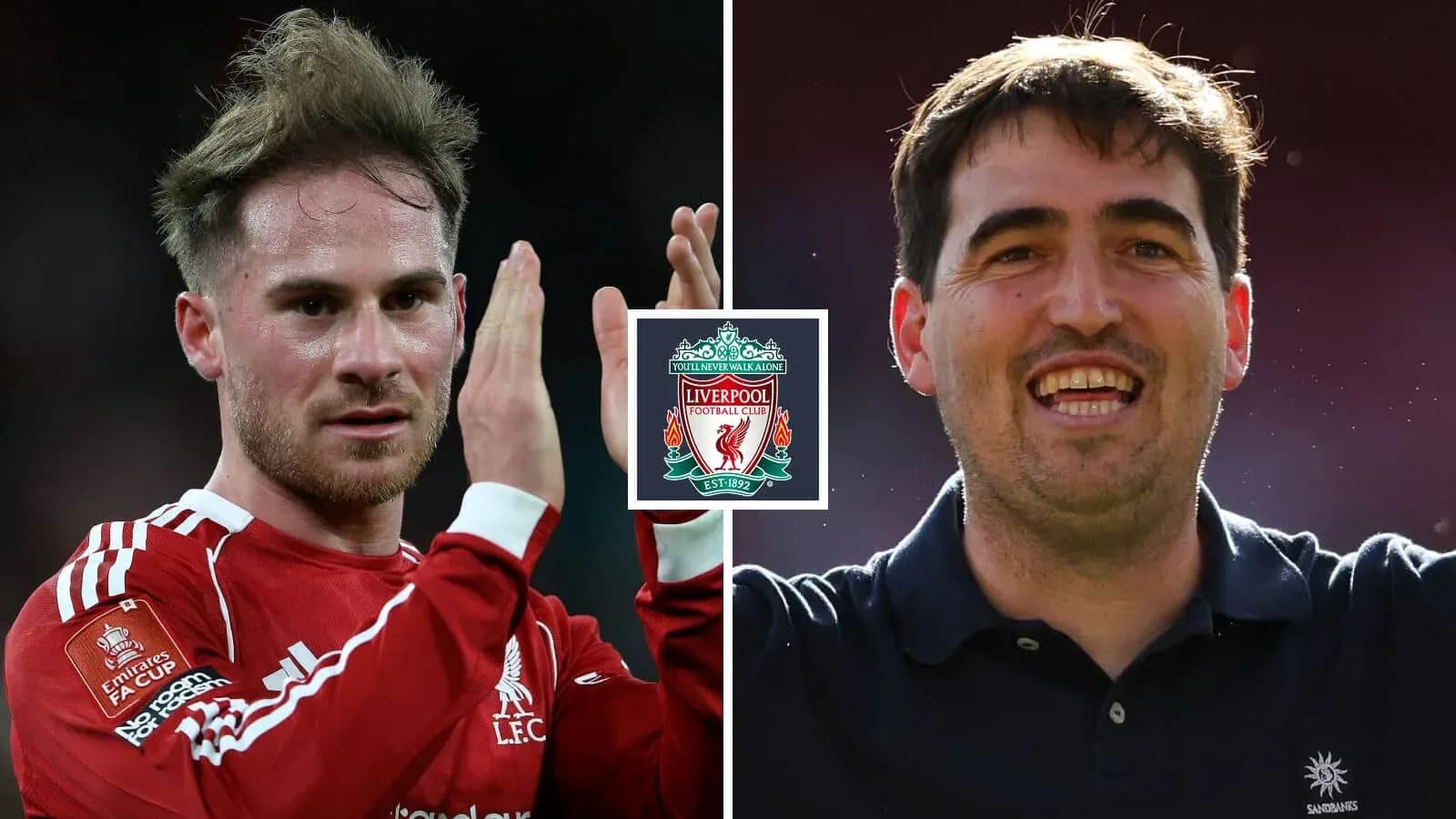 Ikkita futbolchi, Liverpool emblemasi bilan Ikkita futbolchi, Liverpool emblemasi bilan
