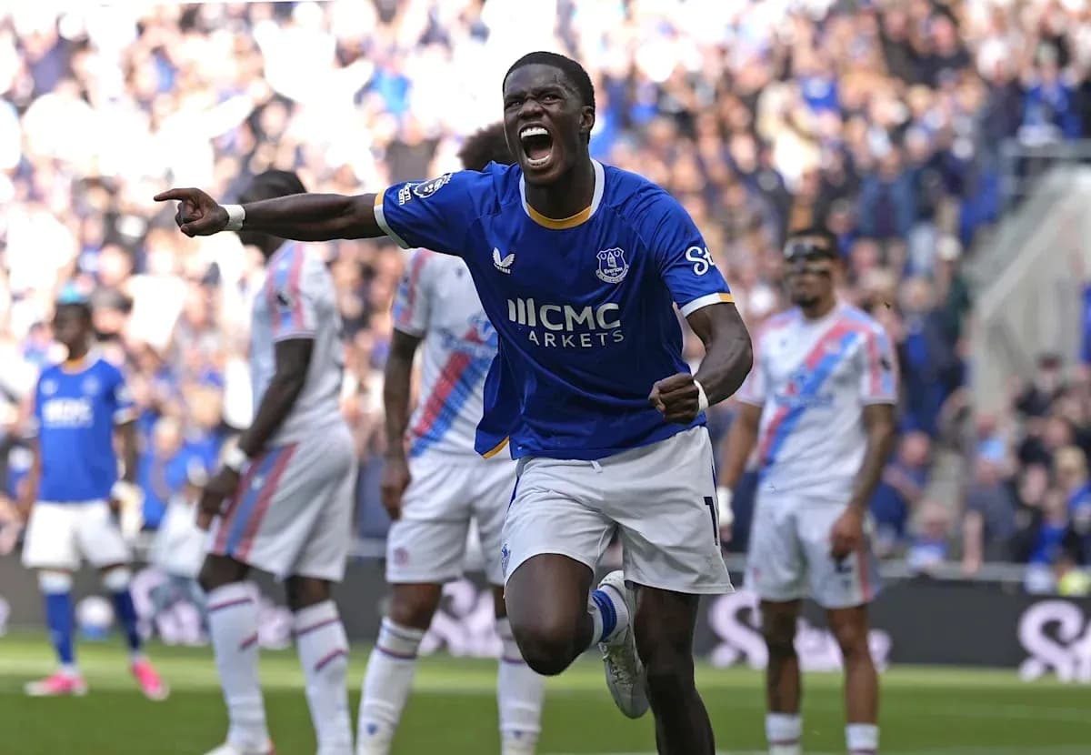 Everton player celebrating goal during match Everton player celebrating goal during match