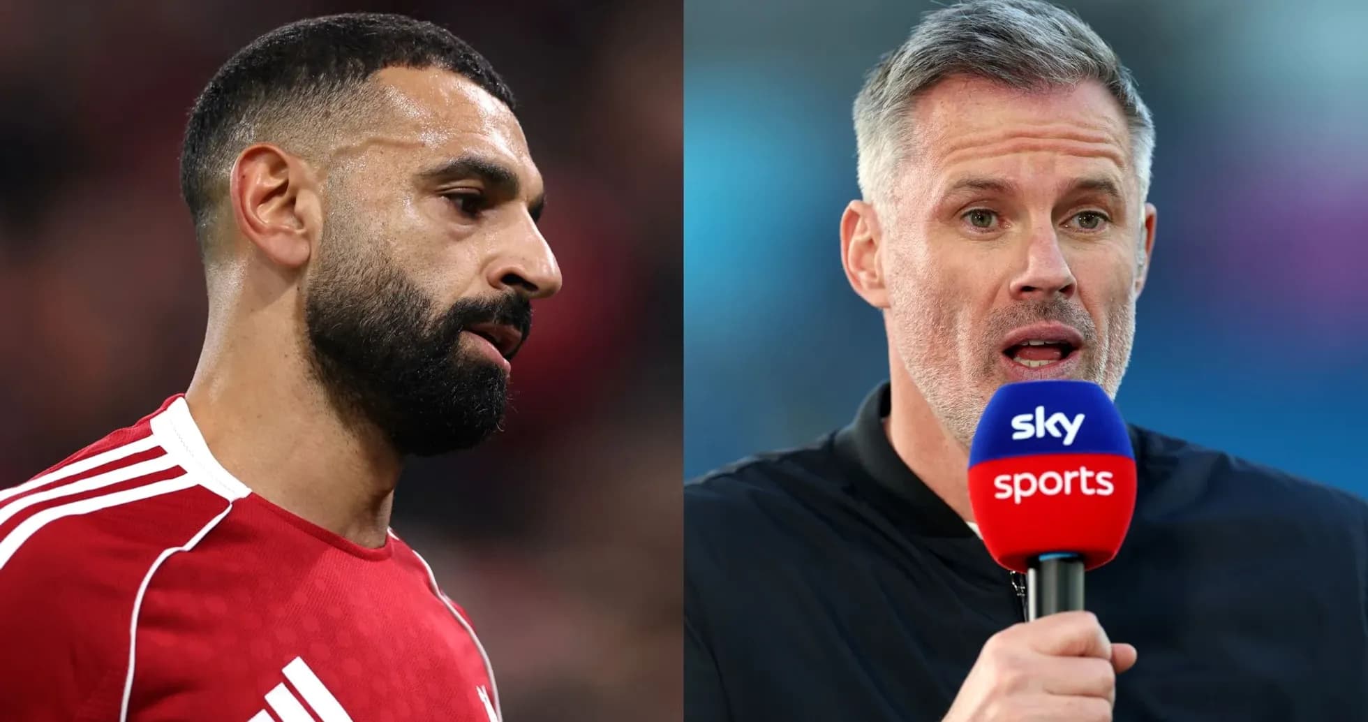 Muhammad Salah and Jamie Carragher during broadcast Muhammad Salah and Jamie Carragher during broadcast