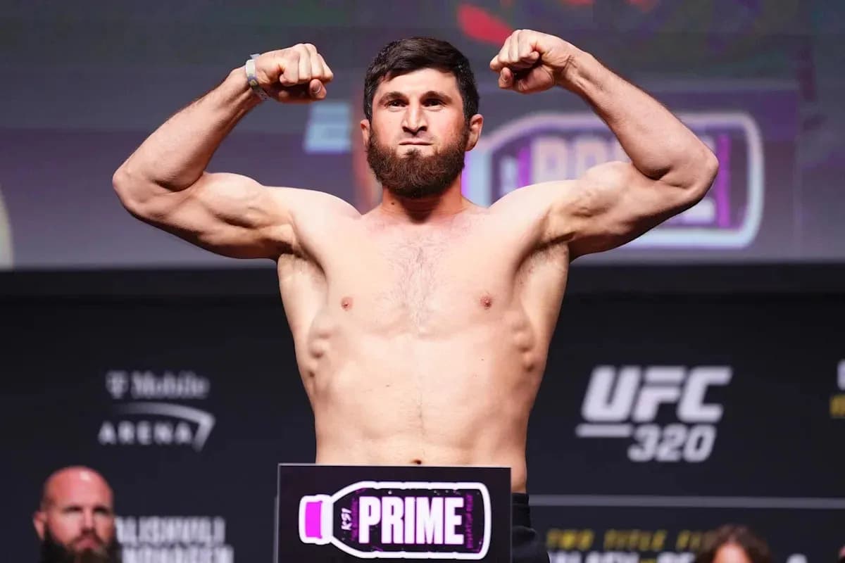 Fighter posing during weigh-in at UFC event Fighter posing during weigh-in at UFC event