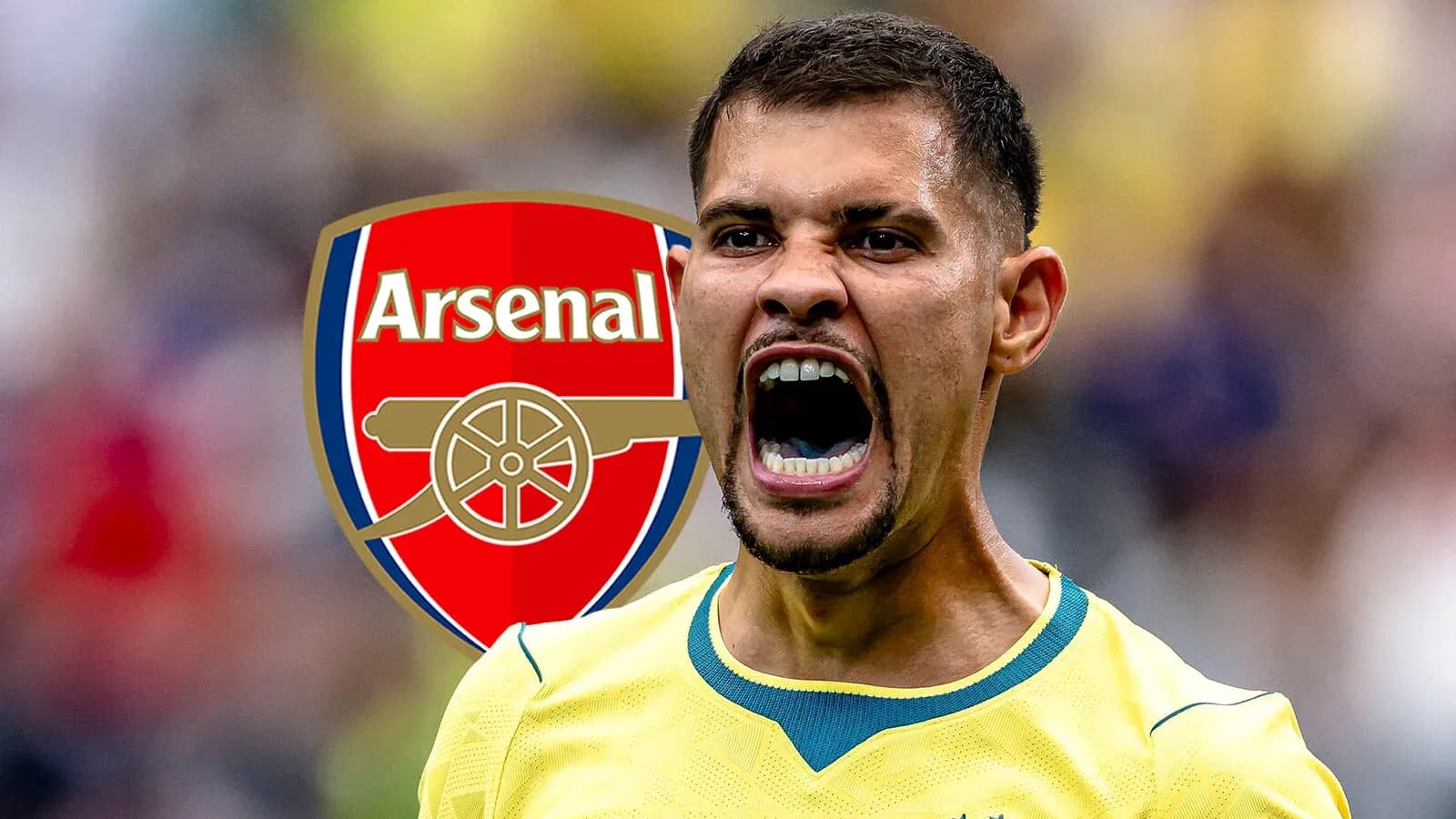 Futbolchi Arsenal emblemasi bilan hayajonlangan Futbolchi Arsenal emblemasi bilan hayajonlangan