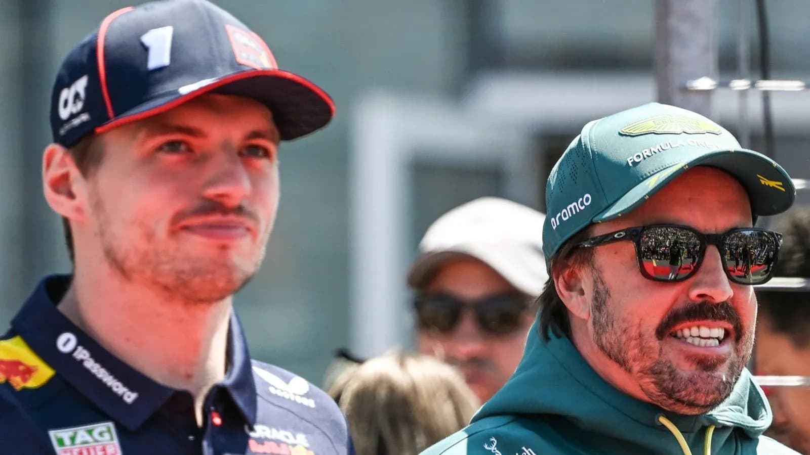 Max Verstappen and Fernando Alonso at event Max Verstappen and Fernando Alonso at event