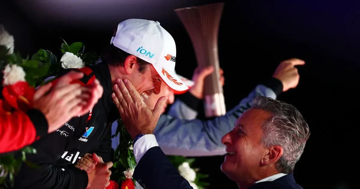 Podium celebration with driver and team principal Podium celebration with driver and team principal
