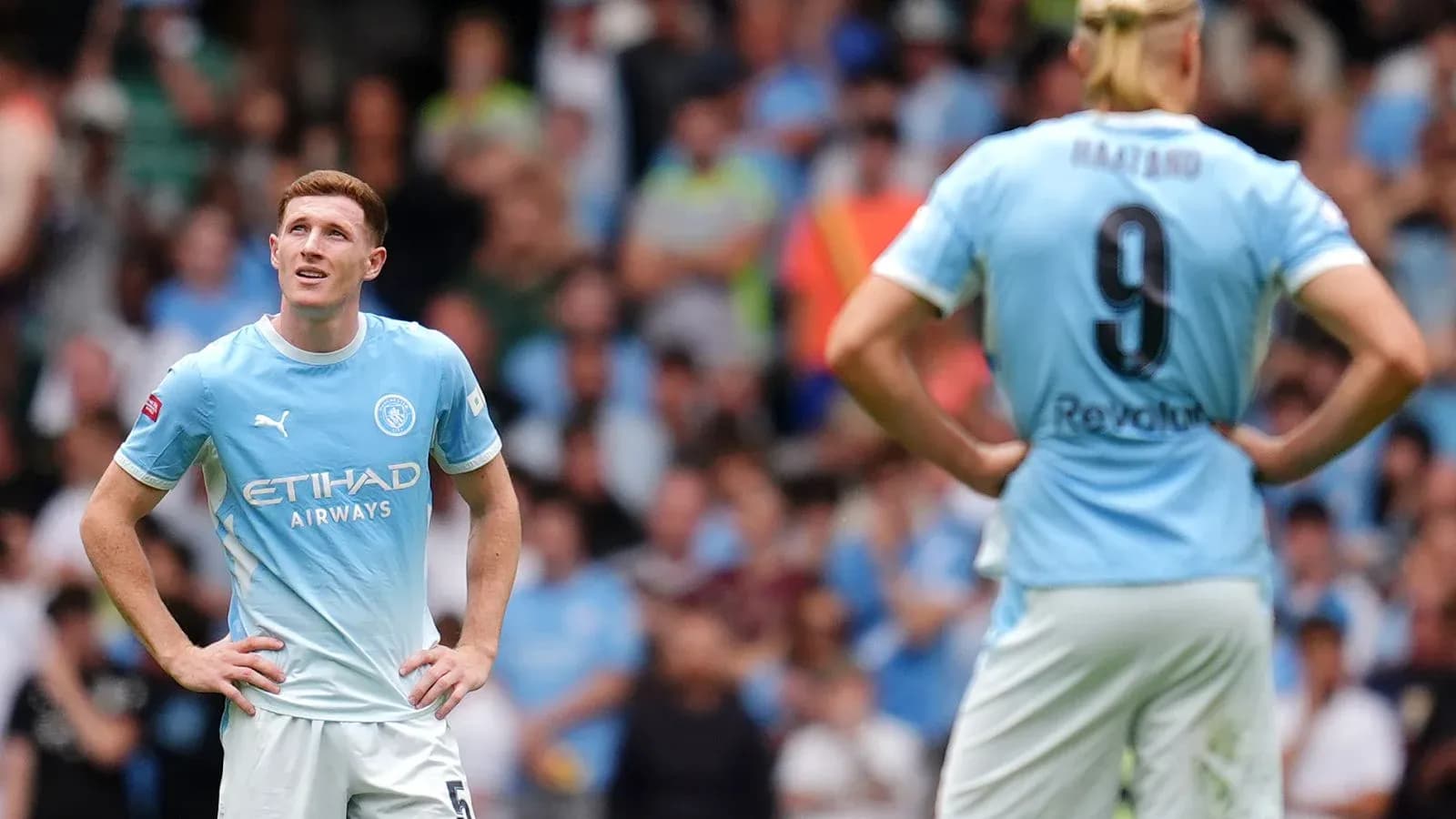 Manchester City players on the pitch during match Manchester City players on the pitch during match