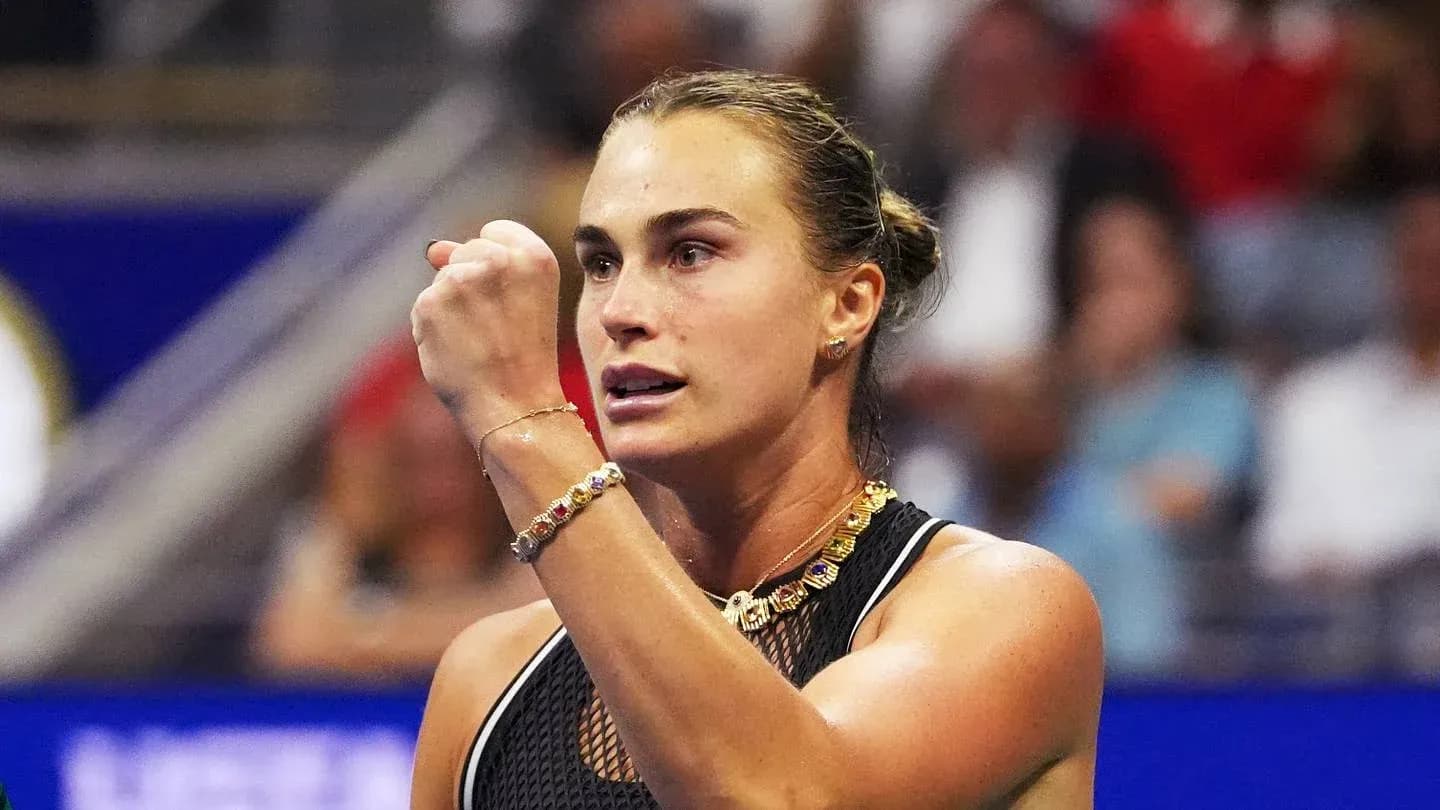 Tennis player celebrating after a point during match Tennis player celebrating after a point during match