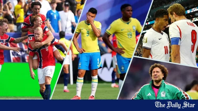 Collage of football players celebrating and reacting Collage of football players celebrating and reacting