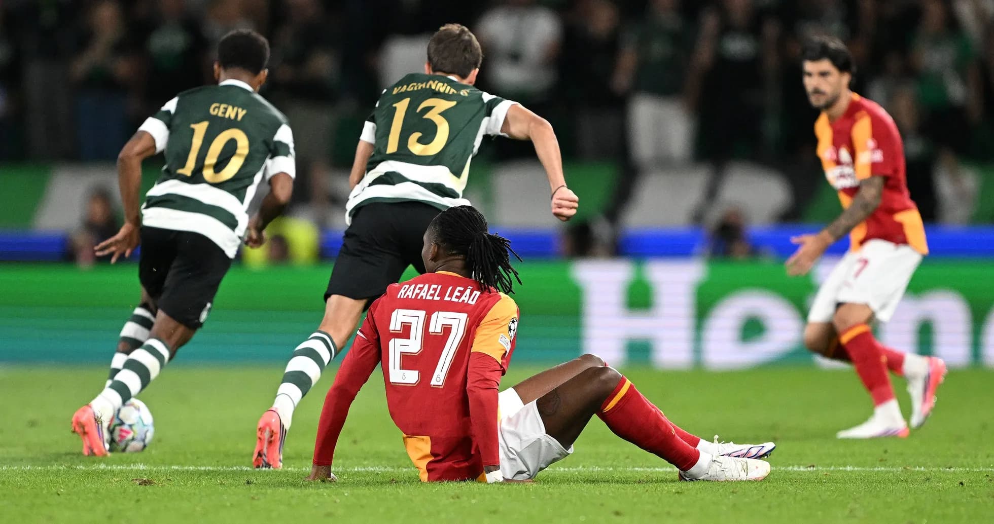 Rafael Leão sitting on pitch during match action Rafael Leão sitting on pitch during match action