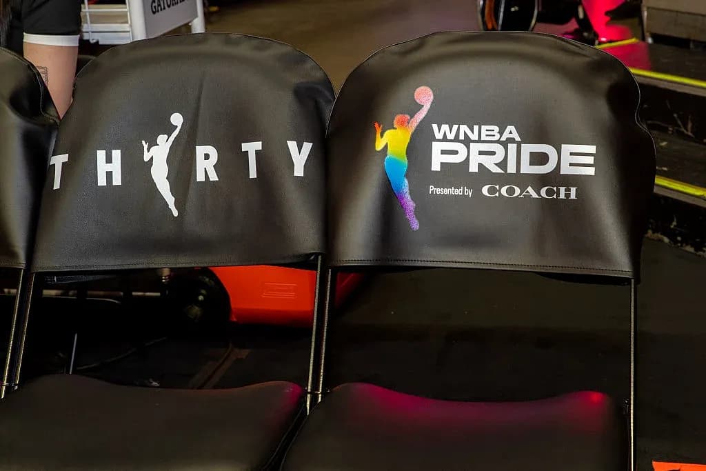 Chairs with WNBA Pride and Thirty branding Chairs with WNBA Pride and Thirty branding
