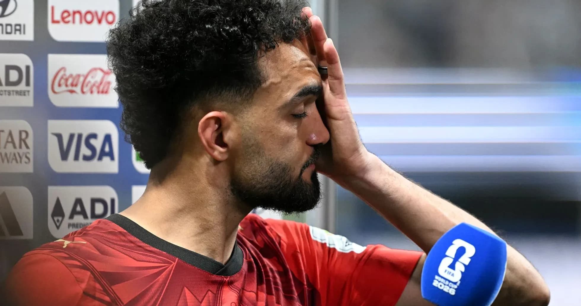 Player speaking into microphone after match Player speaking into microphone after match