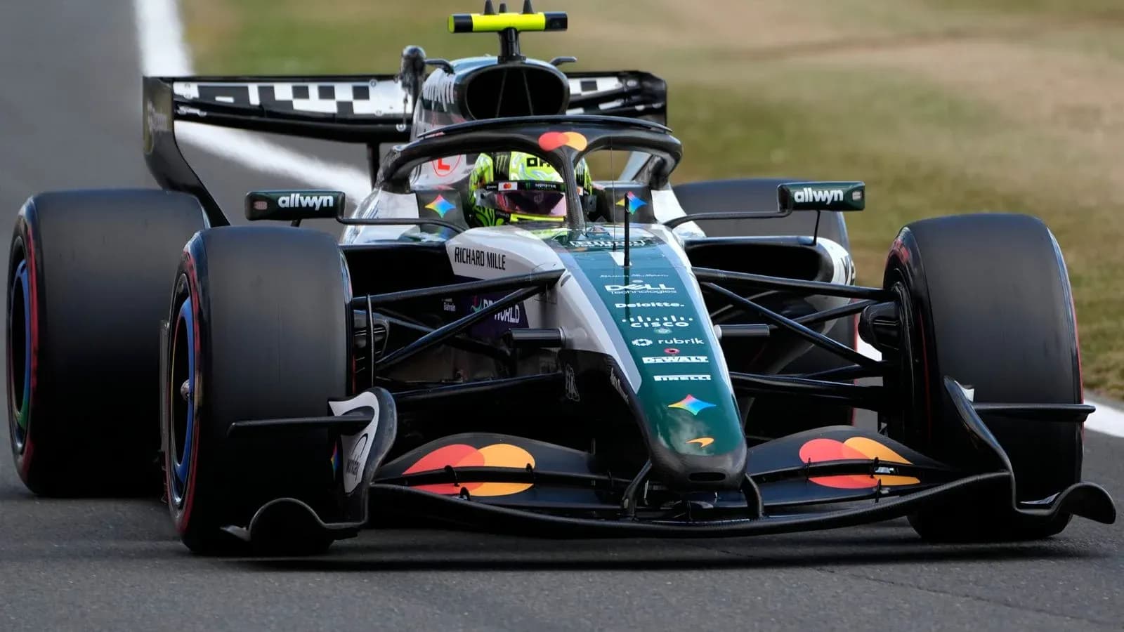 Formula 1 car racing on track during event Formula 1 car racing on track during event