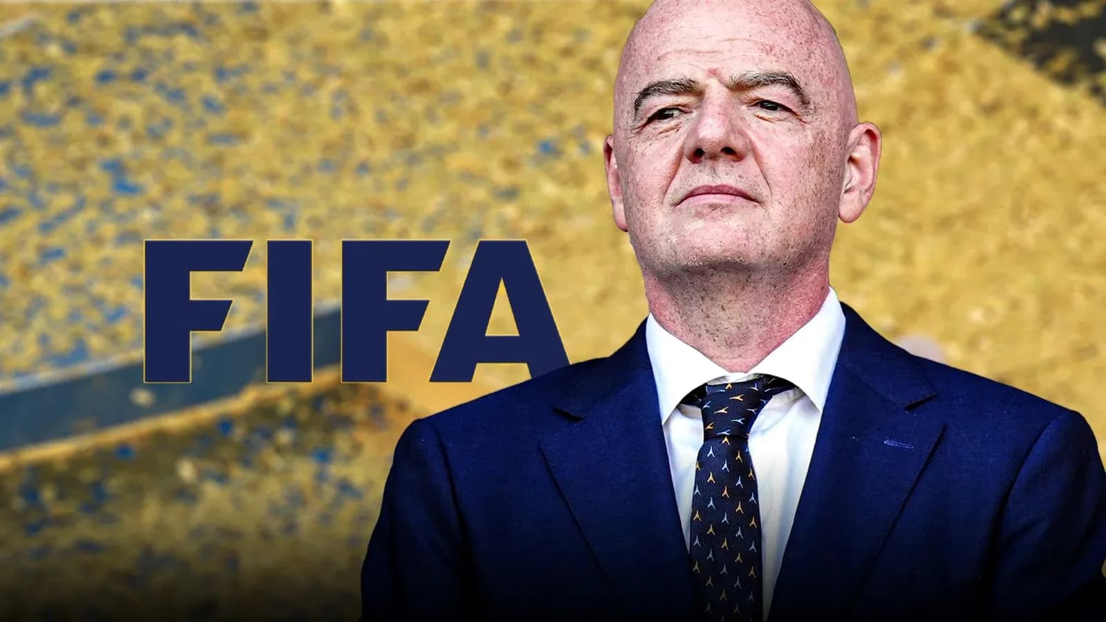 FIFA logo with official at press event FIFA logo with official at press event