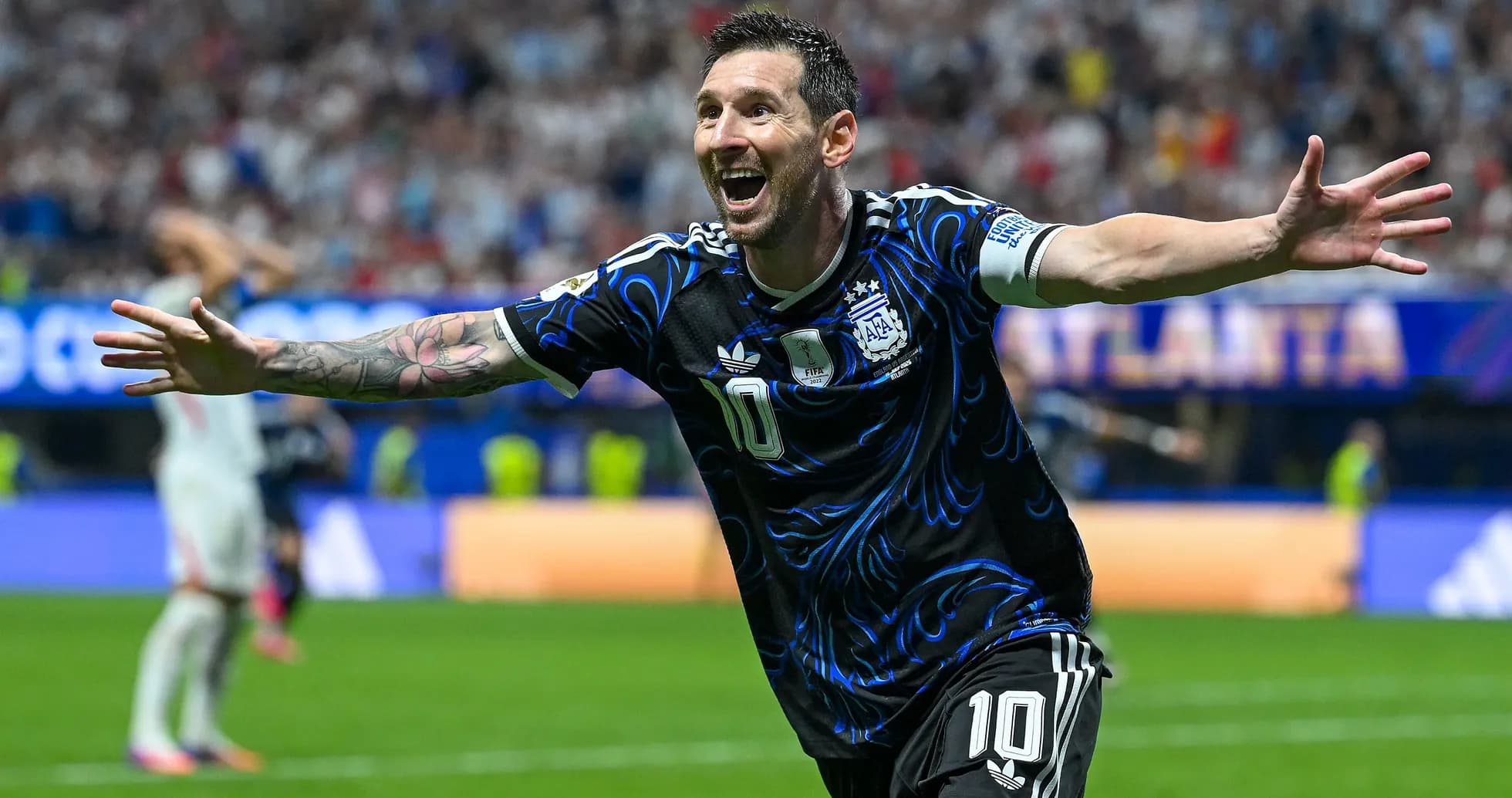 Lionel Messi celebrating a goal during match Lionel Messi celebrating a goal during match