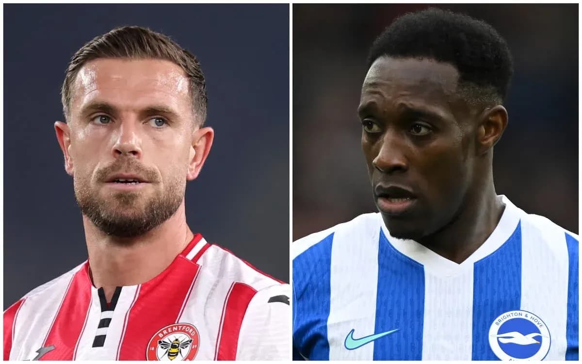 Brentford and Brighton players in team jerseys Brentford and Brighton players in team jerseys