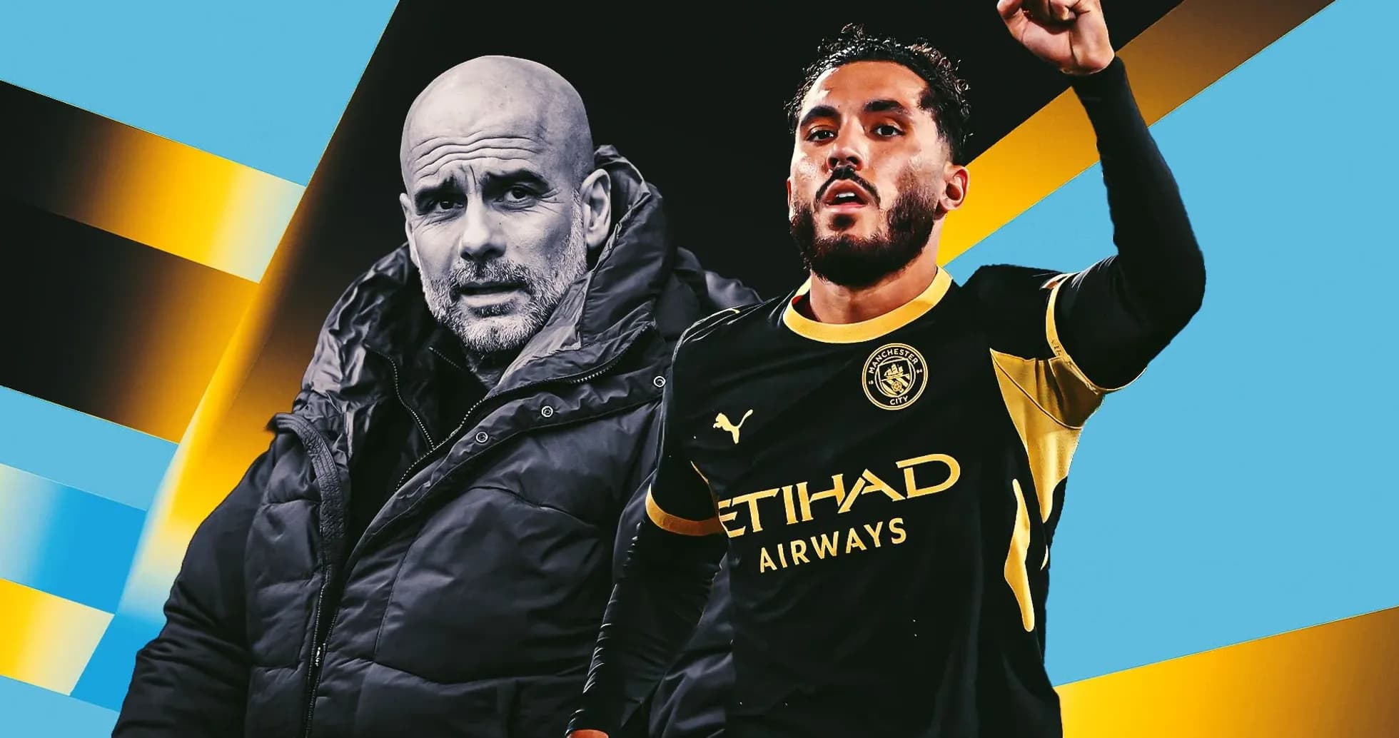 Pep Guardiola and Manchester City player celebrating Pep Guardiola and Manchester City player celebrating