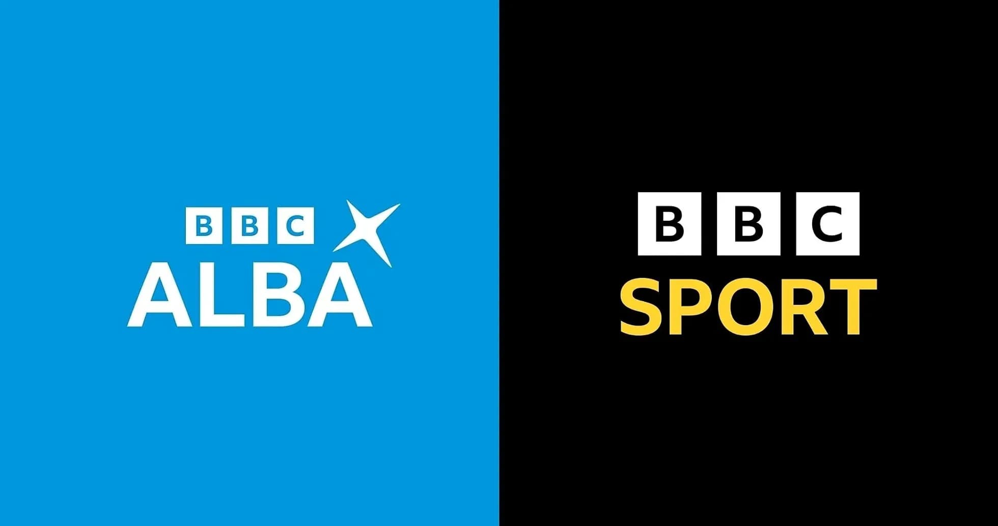 BBC Alba and BBC Sport logos on colored backgrounds BBC Alba and BBC Sport logos on colored backgrounds