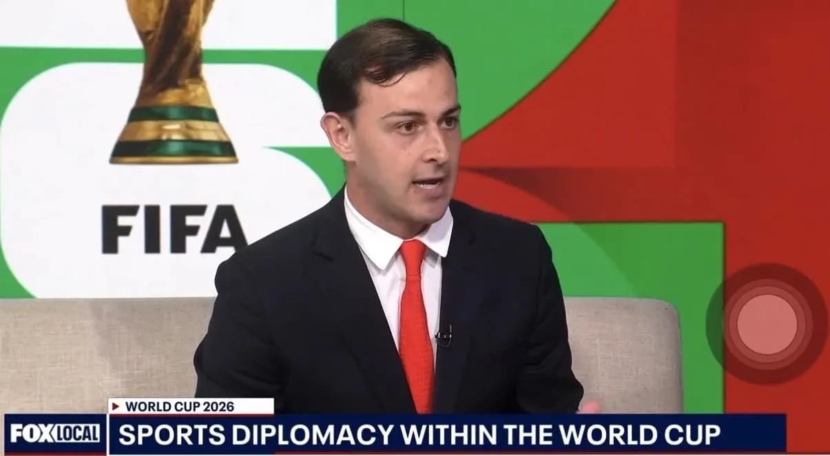 Analyst discussing World Cup 2026 on set Analyst discussing World Cup 2026 on set