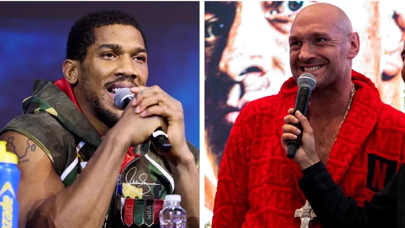 Boxers speaking at press conference before match Boxers speaking at press conference before match