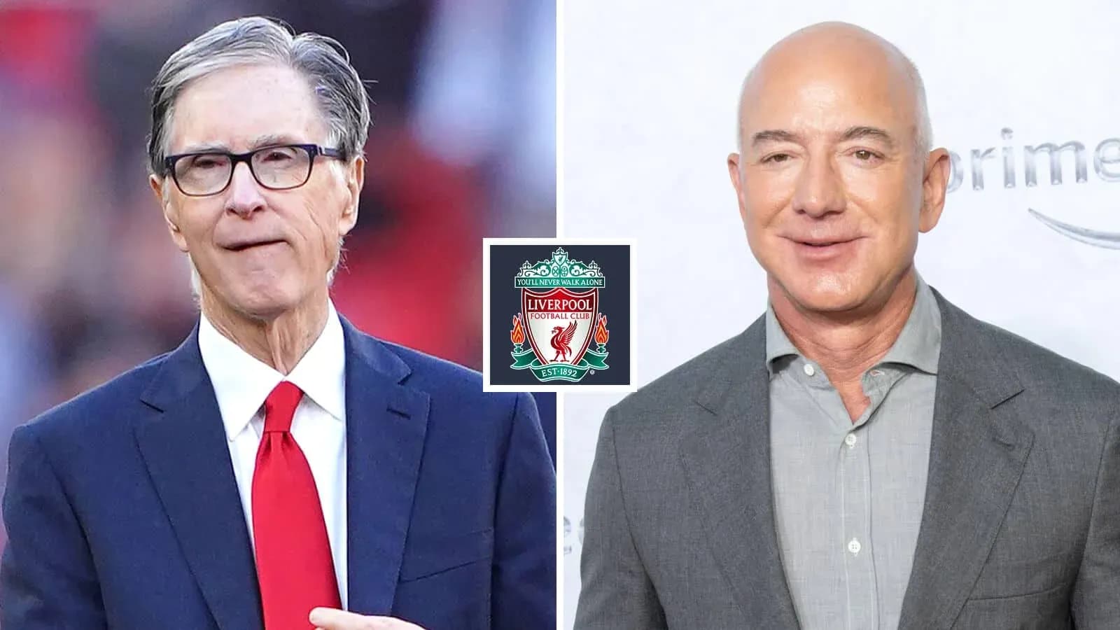 John W. Henry and Jeff Bezos with Liverpool logo John W. Henry and Jeff Bezos with Liverpool logo