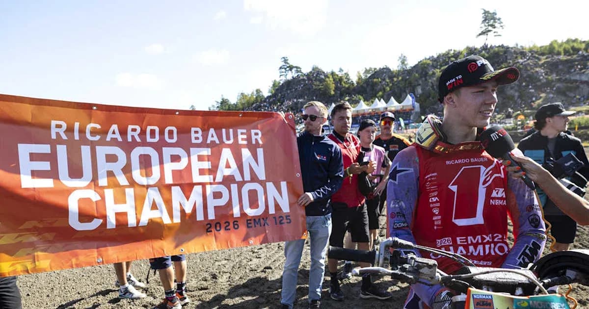 Ricardo Bauer celebrating European Championship win with banner Ricardo Bauer celebrating European Championship win with banner