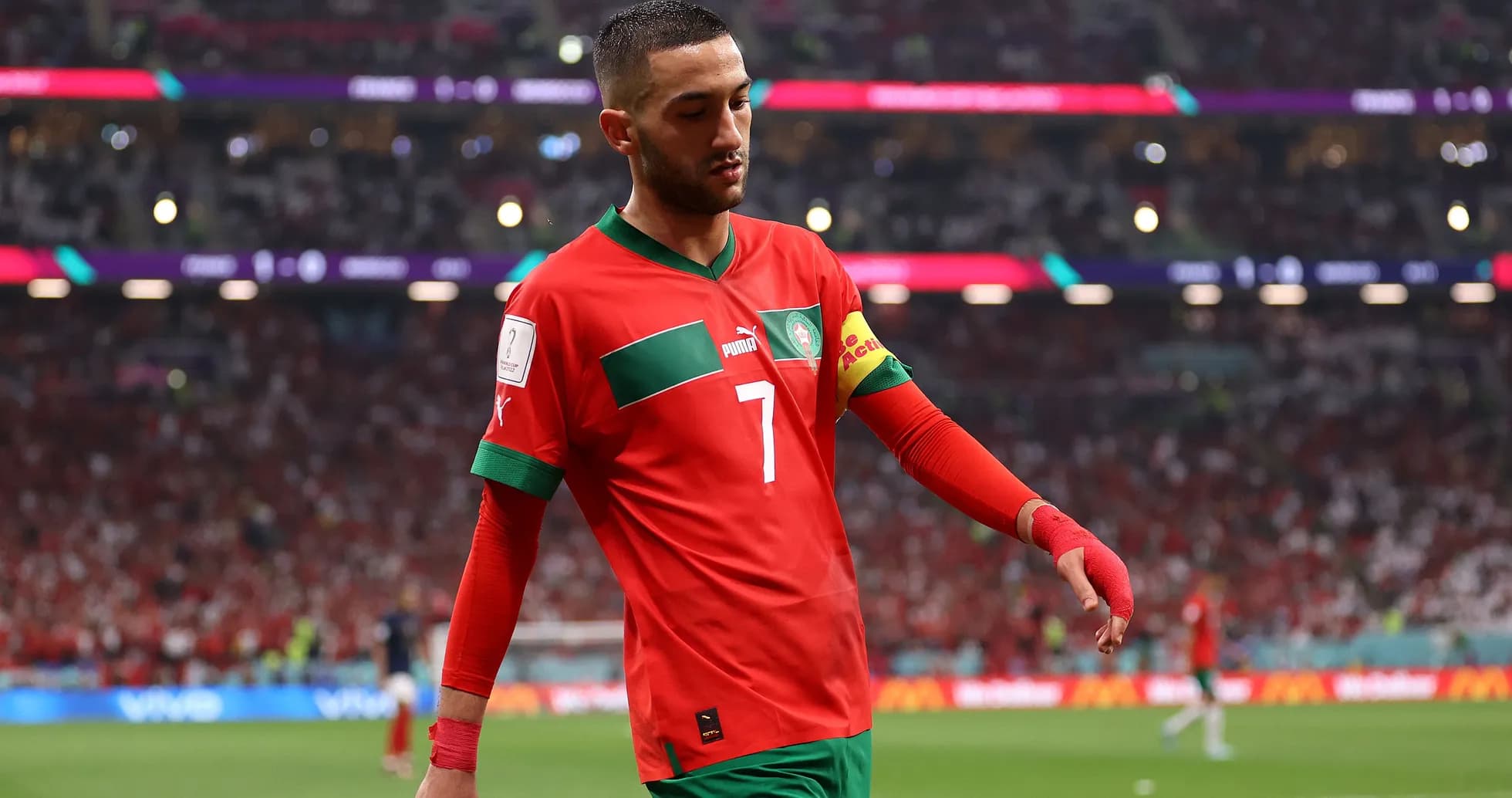 Morocco player walking off the field during match Morocco player walking off the field during match