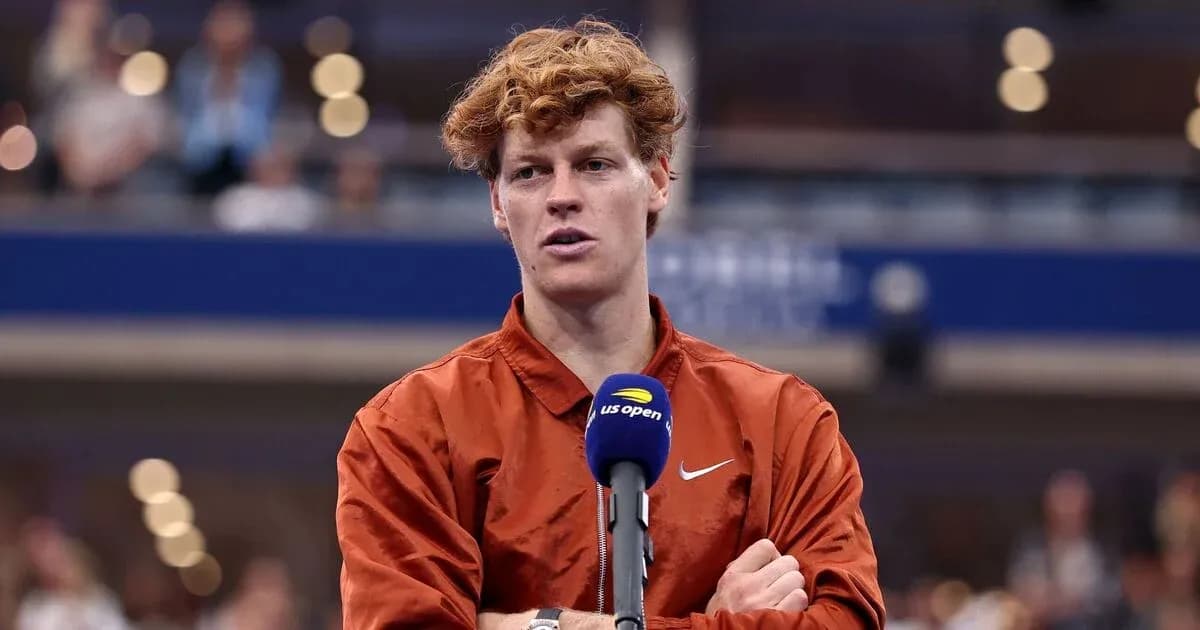 Tennis player speaking at press conference podium Tennis player speaking at press conference podium