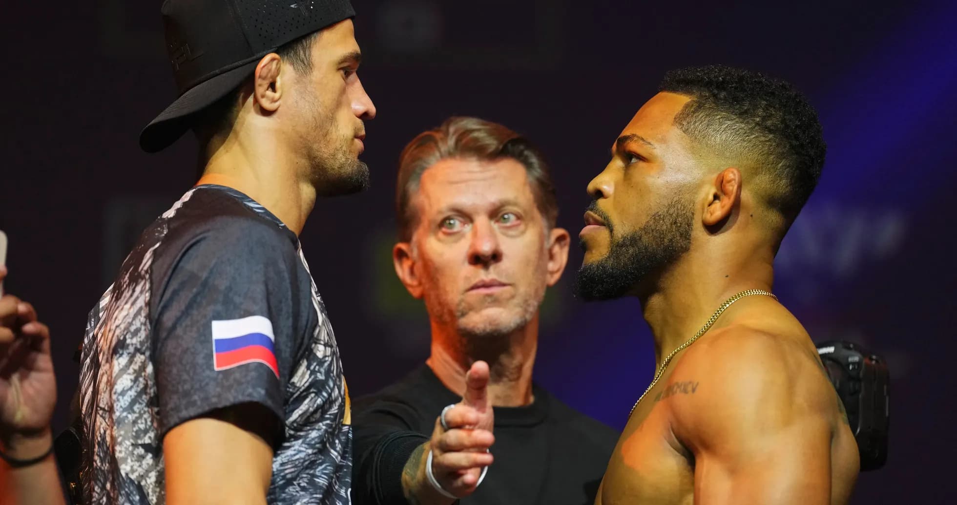 Fighters facing off at weigh-in event Fighters facing off at weigh-in event