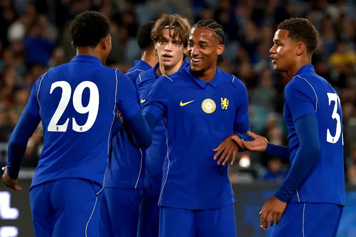 Chelsea players celebrating during a match Chelsea players celebrating during a match