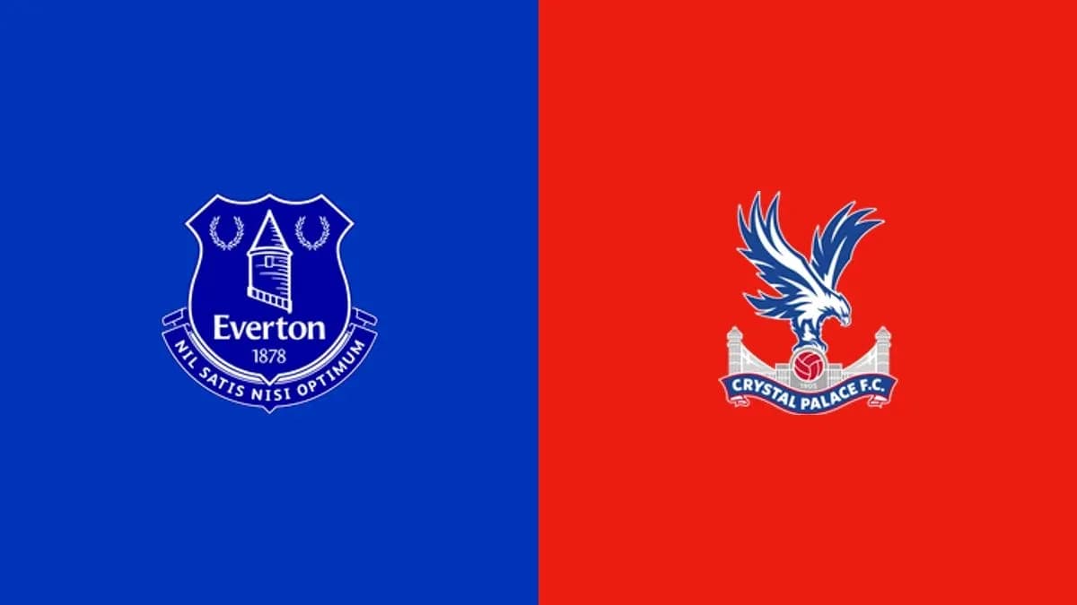 Everton and Crystal Palace club logos on colored backgrounds Everton and Crystal Palace club logos on colored backgrounds