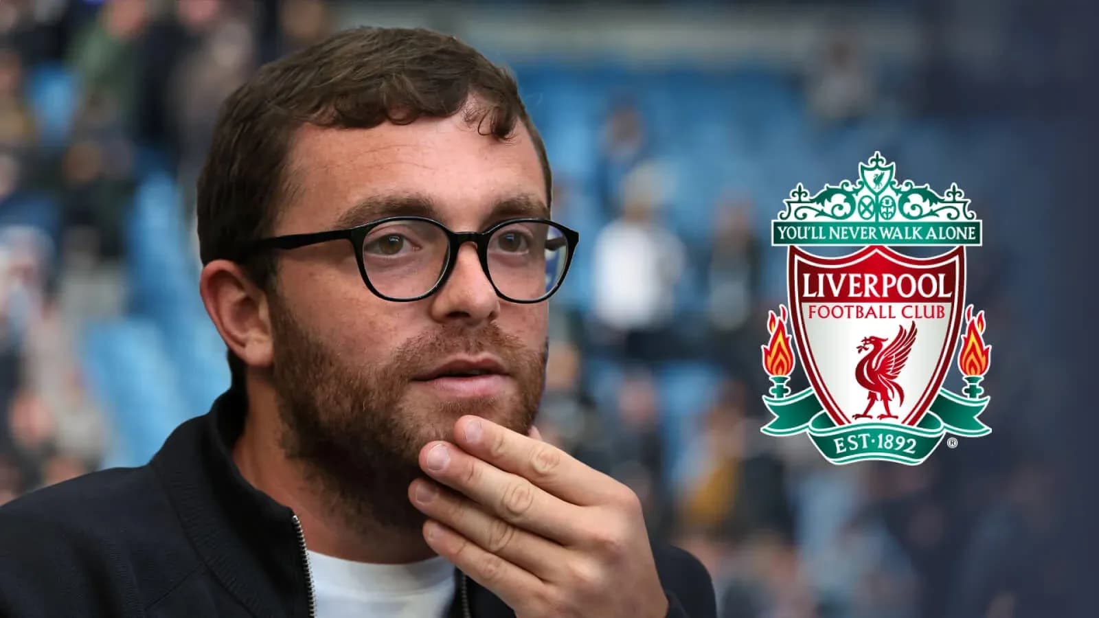 Shirted man with glasses at Liverpool match Shirted man with glasses at Liverpool match