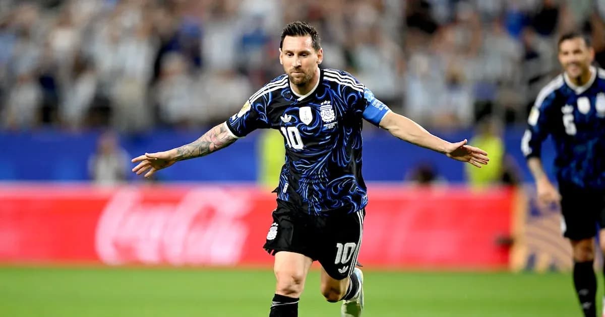 Lionel Messi celebrating a goal for Argentina Lionel Messi celebrating a goal for Argentina