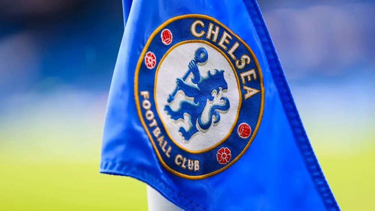 Chelsea Football Club corner flag with logo Chelsea Football Club corner flag with logo
