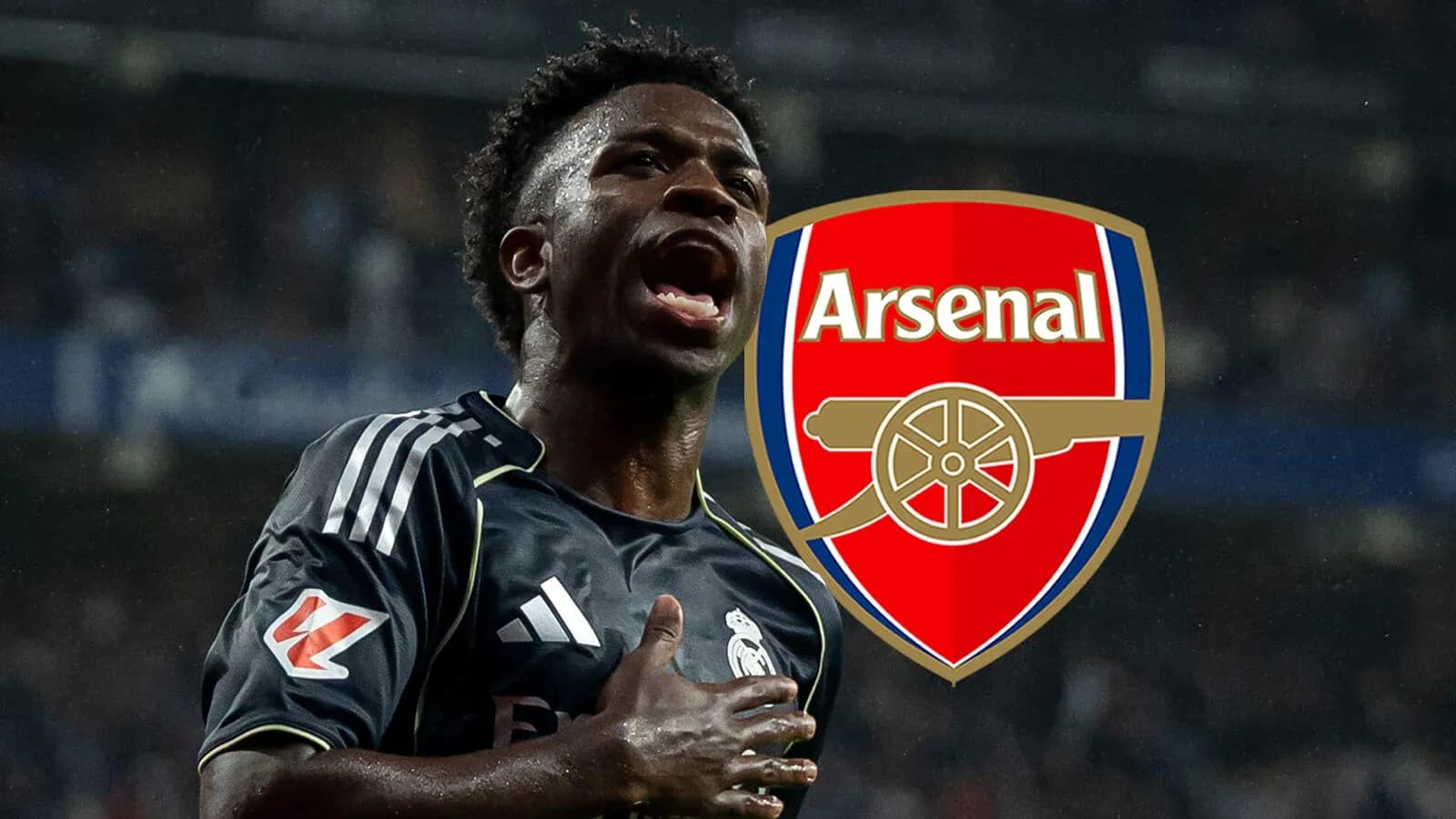 Futbolchi Arsenal logosi oldida nishonlayapti Futbolchi Arsenal logosi oldida nishonlayapti