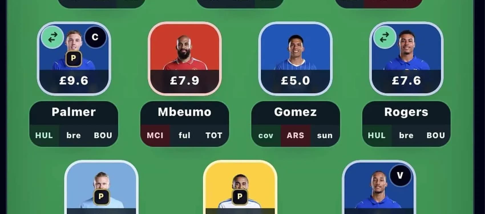 Fantasy football player selection interface with player stats Fantasy football player selection interface with player stats