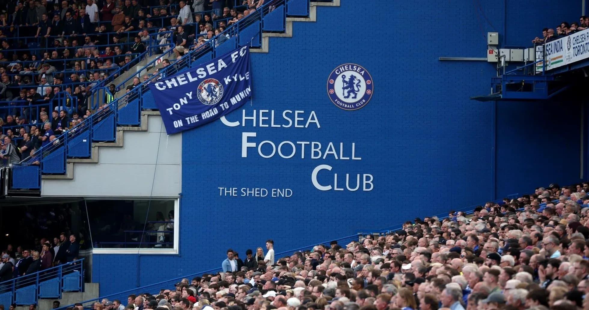 Chelsea FC fans gathering at Stamford Bridge stadium Chelsea FC fans gathering at Stamford Bridge stadium